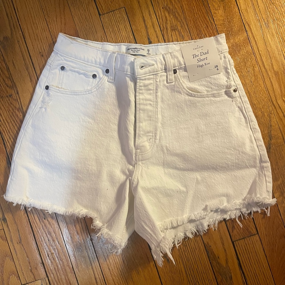 Abercrombie & Fitch White High Waist Dad Shorts